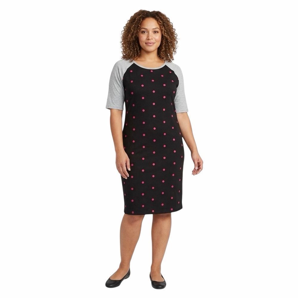 Lularoe Julia Black/Pink Polka Dot Dress Size M